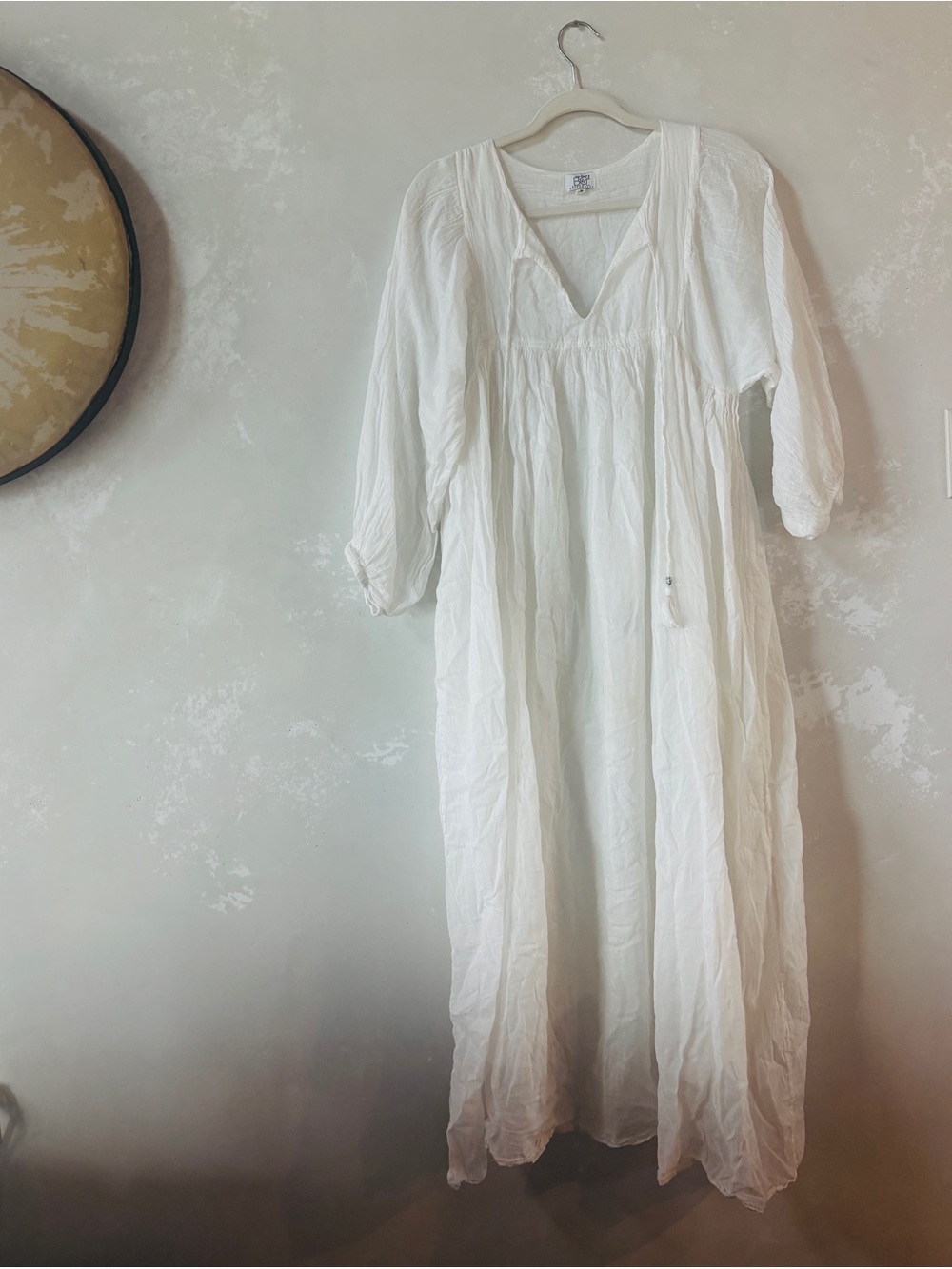 White Maxi Dress - Lightweight Peasant Style